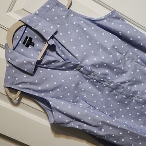 Talbots Blue Polka Dot Sleeveless Blouse